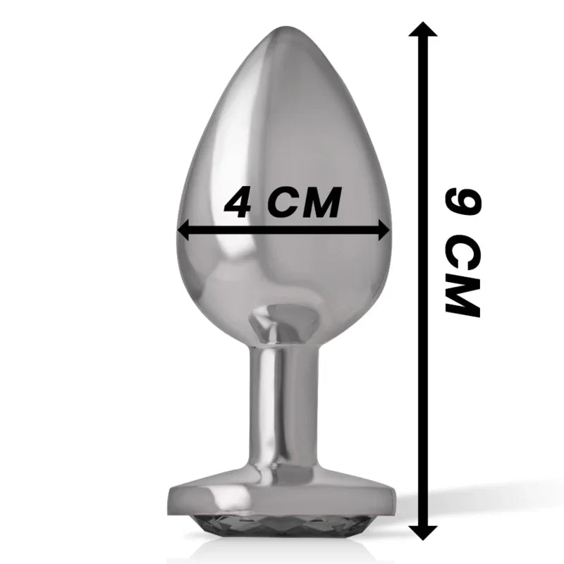 INTENSE - PLUG ANAL METAL ALUMINIO CON CRISTAL NEGRO TALLA L - Nuvica