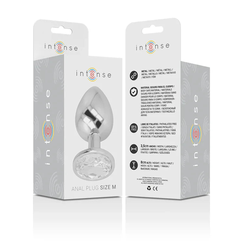 INTENSE - PLUG ANAL METAL ALUMINIO CON CRISTAL PLATA TALLA M - Nuvica