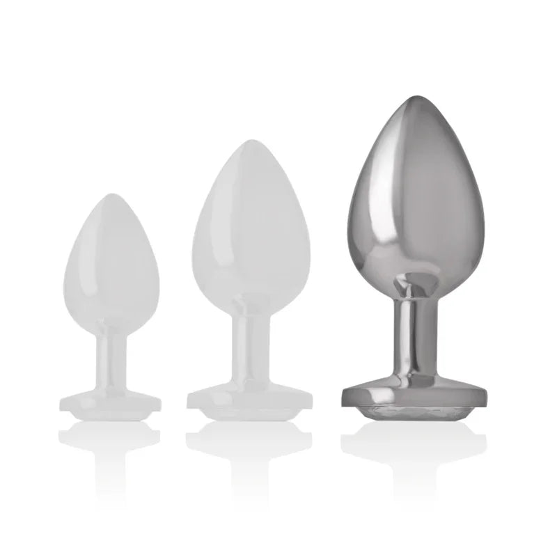 INTENSE - PLUG ANAL METAL ALUMINIO CON CRISTAL PLATA TALLA L - Nuvica