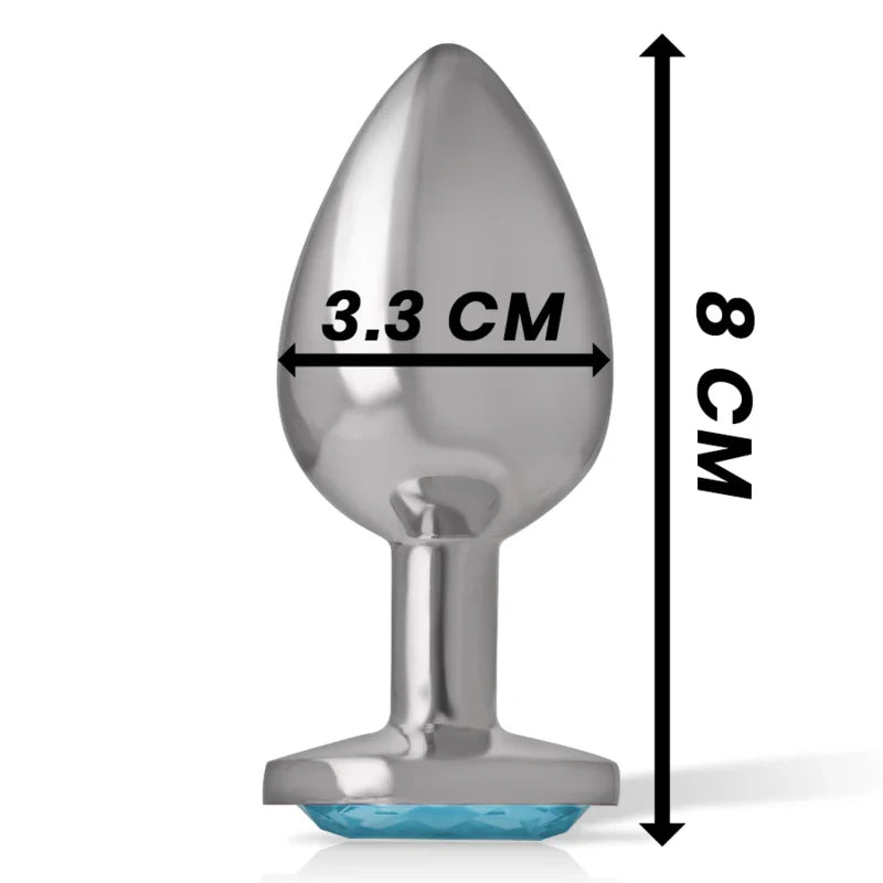 INTENSE - PLUG ANAL METAL ALUMINIO CON CRISTAL AZUL TALLA M - Nuvica