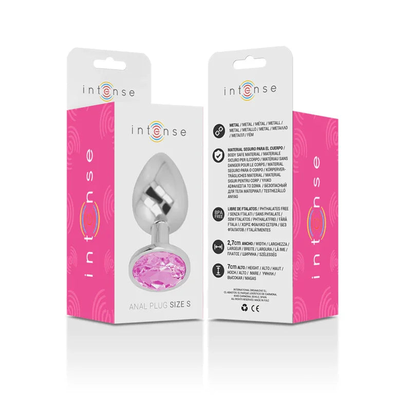 INTENSE - PLUG ANAL METAL ALUMINIO CON CRISTAL ROSA TALLA S - Nuvica