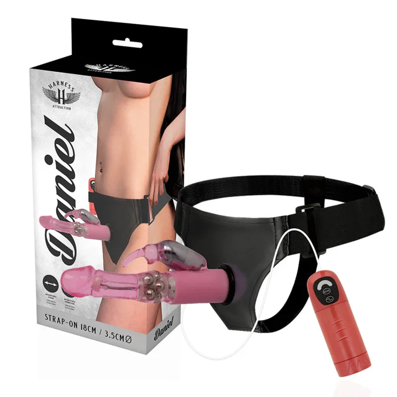 HARNESS ATTRACTION - ARNÉS DANIEL CON VIBRACIÓN Y ROTACIÓN 18 CM -O- 3.5 CM - Nuvica
