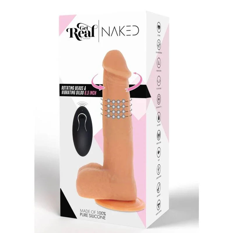 GET REAL - DILDO VIBRADOR CON BOLAS GIRATORIAS NATURAL - Nuvica