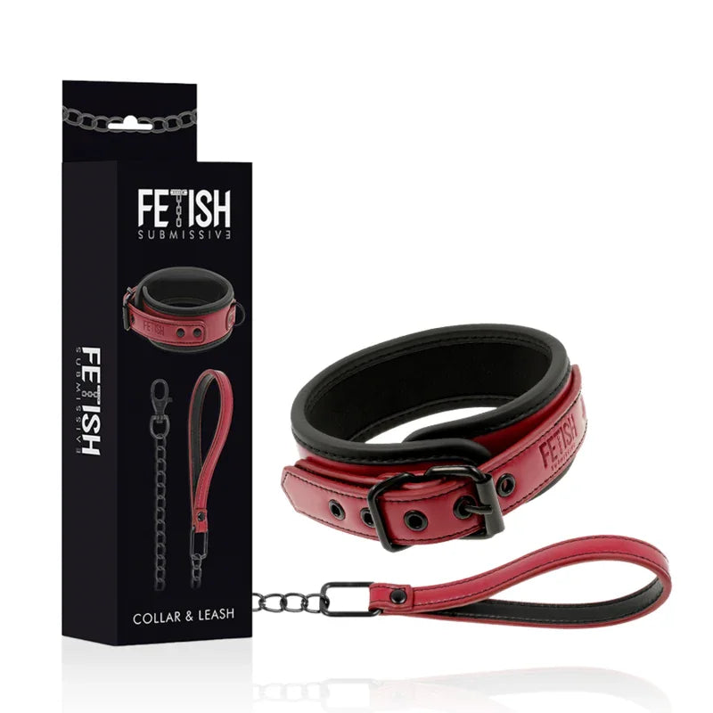 FETISH SUBMISSIVE DARK ROOM - COLLAR CON CADENA CON FORRO DE NEOPRENO - Nuvica