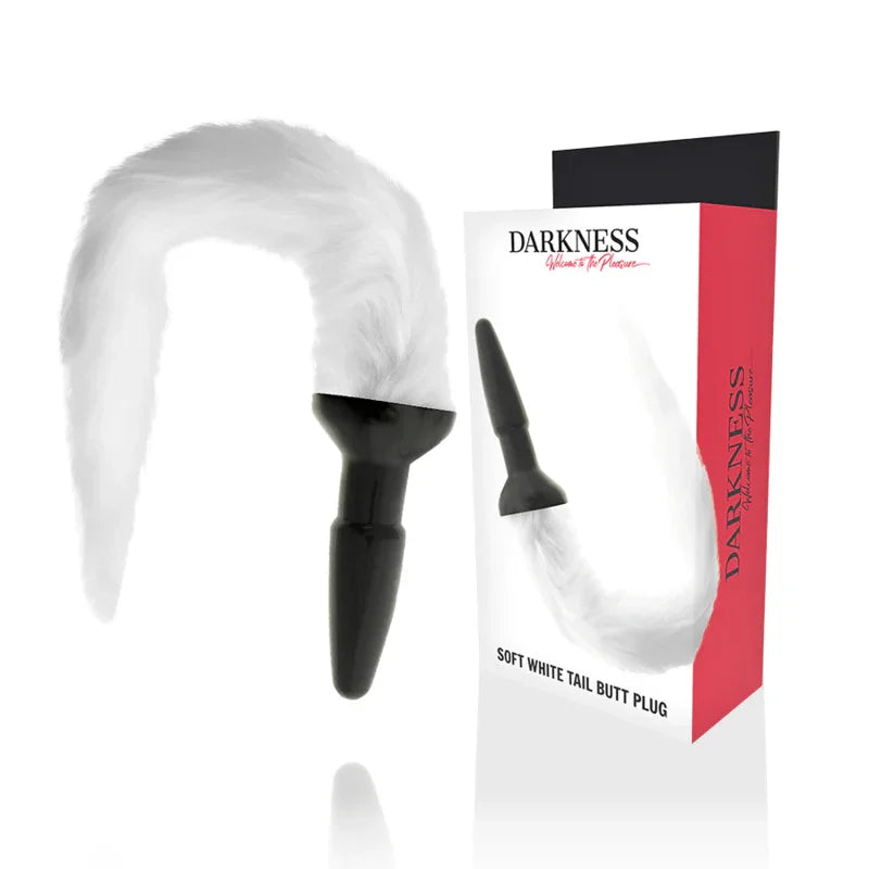 DARKNESS - PLUG ANAL SILICONA CON COLA BLANCA - Nuvica