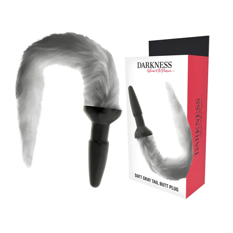 DARKNESS - PLUG ANAL SILICONA CON COLA GRIS - Nuvica