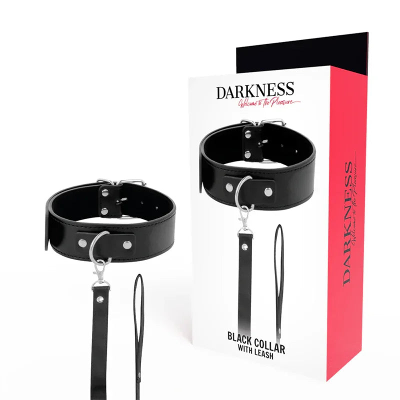 DARKNESS - COLLAR DE POSTURA CON CADENA LEATHER - Nuvica