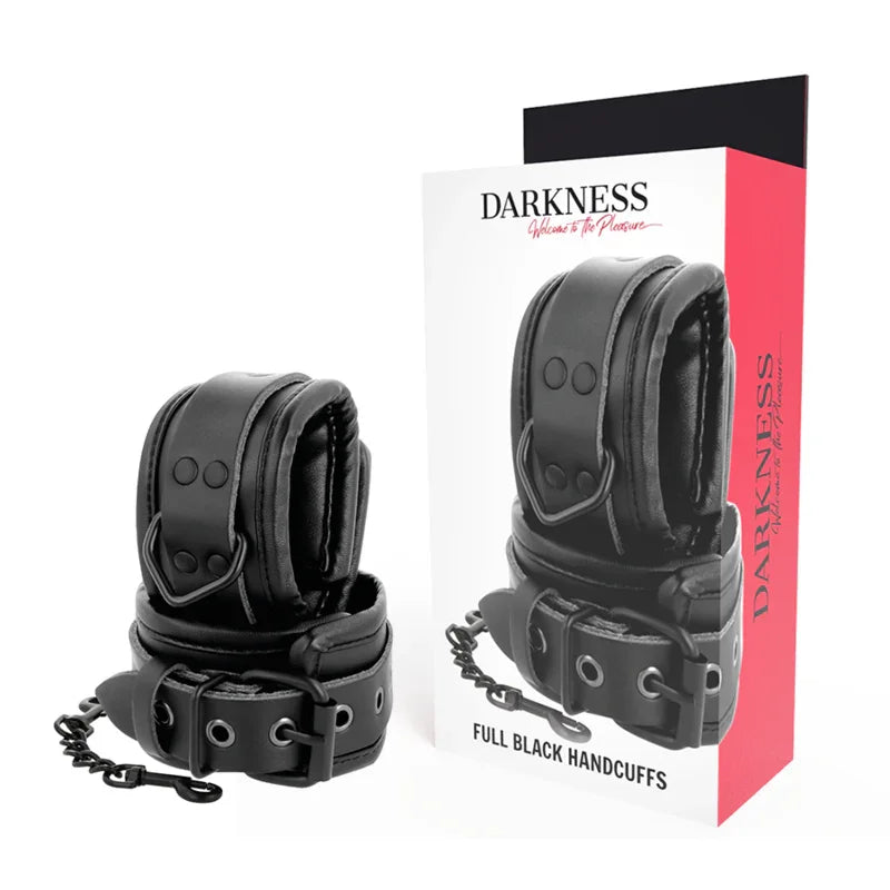 DARKNESS - ESPOSAS AJUSTABLES MANOS LEATHER NEGRO - Nuvica