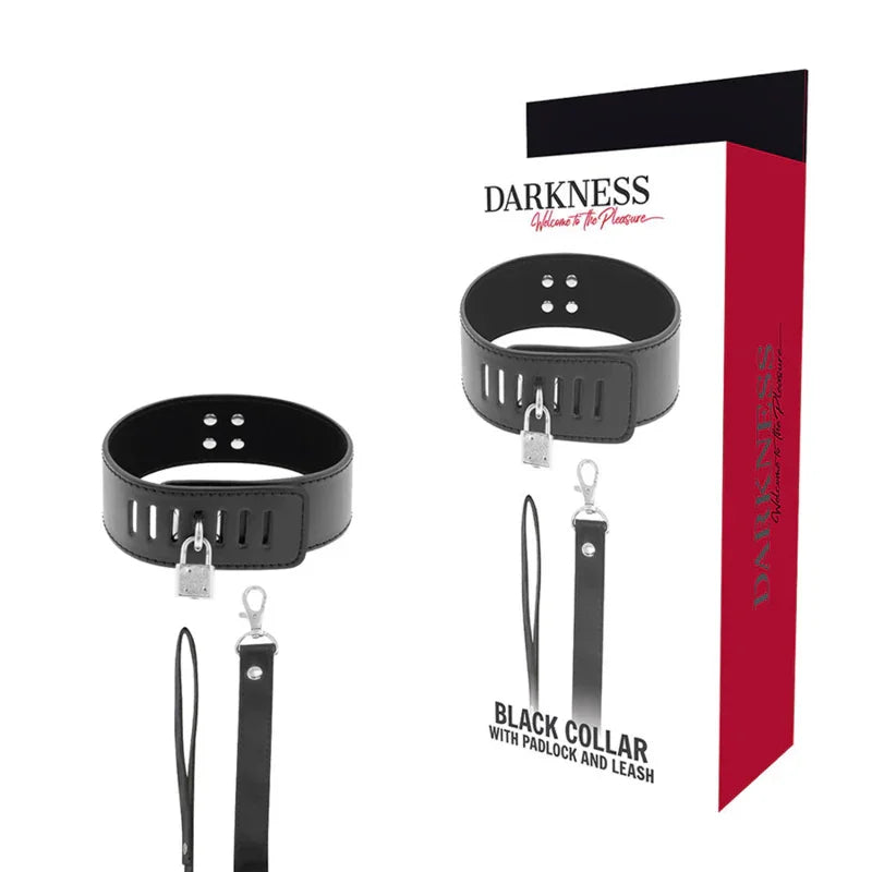 DARKNESS - COLLAR BDSM CON CANDADO NEGRO - Nuvica