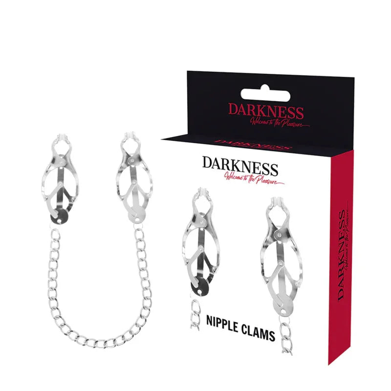 DARKNESS - ABRAZADERA PEZONES METAL CON CADENA - Nuvica