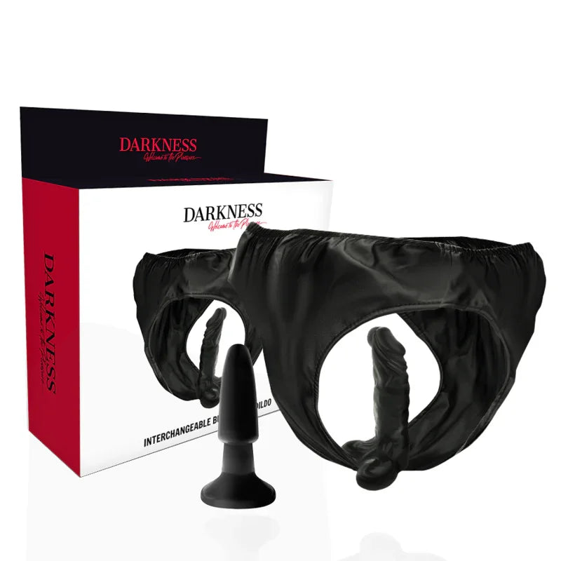 DARKNESS - PANTIES CON PLUG Y DILDO INTERCAMBIABLE - Nuvica