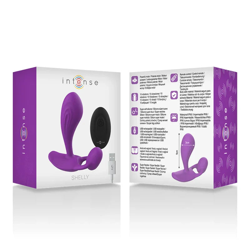 INTENSE - SHELLY DUO ANAL-PERINEO , VAGINAL-CLITORIS REMOTO MORADO - Nuvica