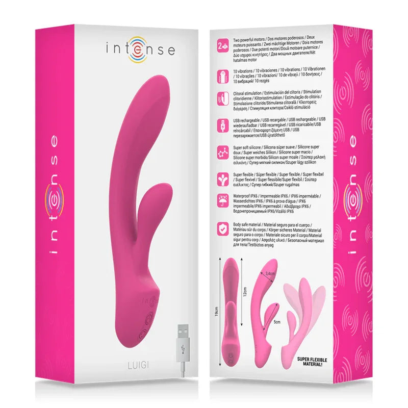 INTENSE - LUIGI VIBRADOR RABBIT SILICONA LIQUIDA ROSA - Nuvica