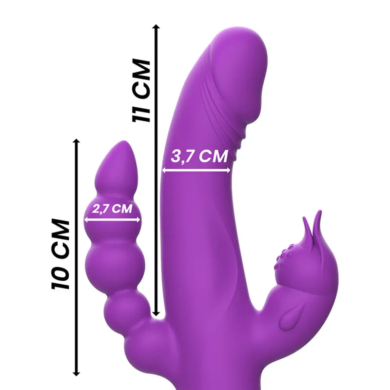 INTENSE - CASANOVA VIBRADOR RABBIT SILICONA TRIPLE MOTOR MORADO - Nuvica