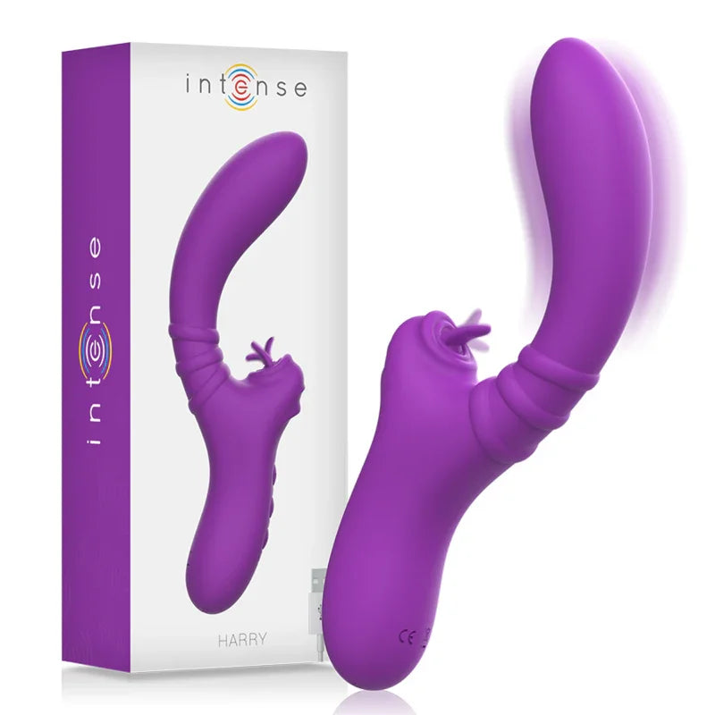 INTENSE - HARRY VIBRADOR FLEXIBLE CON LENGUA MORADO - Nuvica