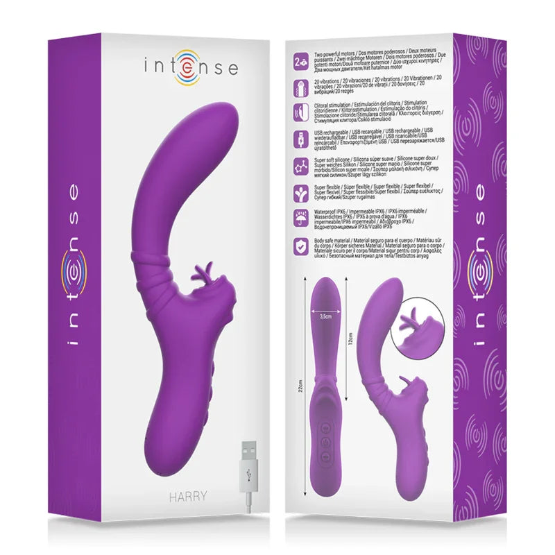 INTENSE - HARRY VIBRADOR FLEXIBLE CON LENGUA MORADO - Nuvica