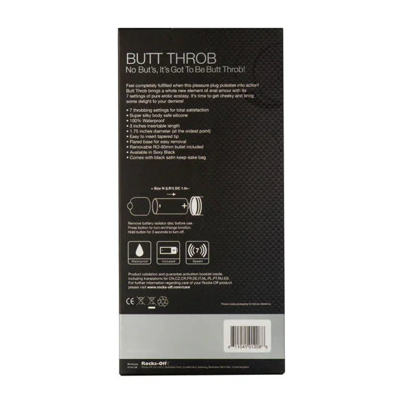 ROCKS-OFF - BUTT THROB ESTIMULADOR DEL PUNTO P 7 VELOCIDADES NEGRO - Nuvica