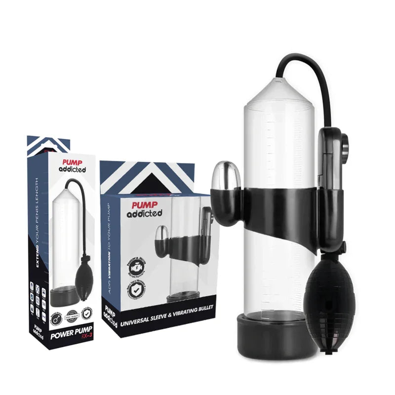 PUMP ADDICTED - BOMBA ERECCIÓN RX3 TRANSPARENTE CON VIBRADOR - Nuvica