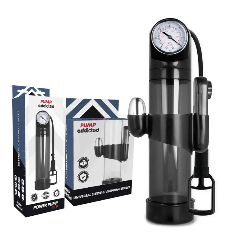 PUMP ADDICTED - BOMBA ERECCIÓN RX9 NEGRO CON VIBRADOR - Nuvica