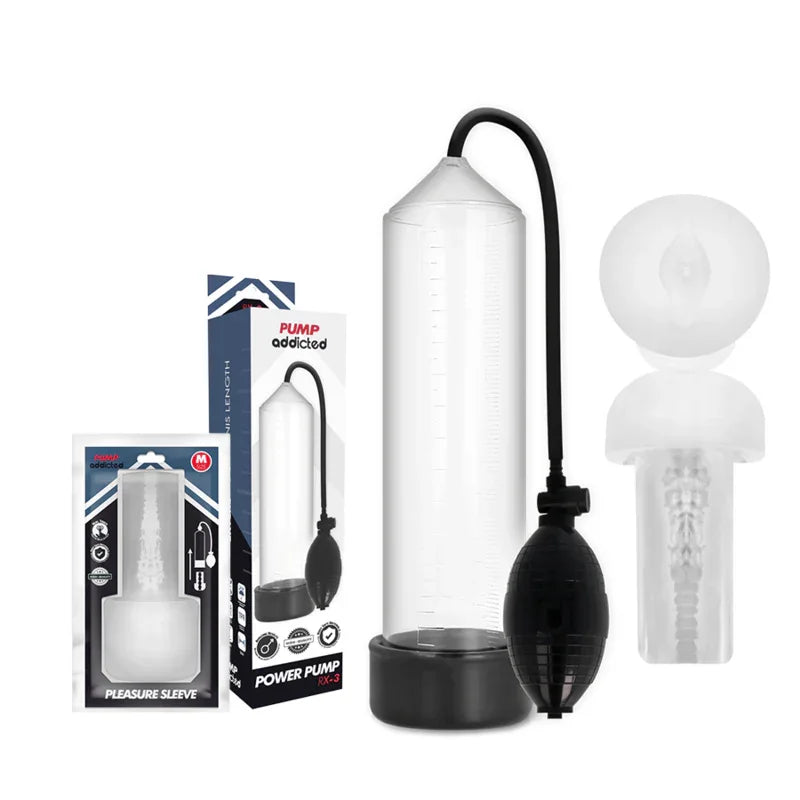 PUMP ADDICTED - RX3 BOMBA ERECCIÓN CLEAR CON MASTURBADOR - Nuvica