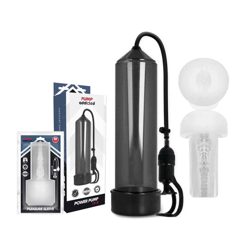 PUMP ADDICTED - BOMBA ERECCIÓN RX5 BLACK CON MASTURBADOR - Nuvica
