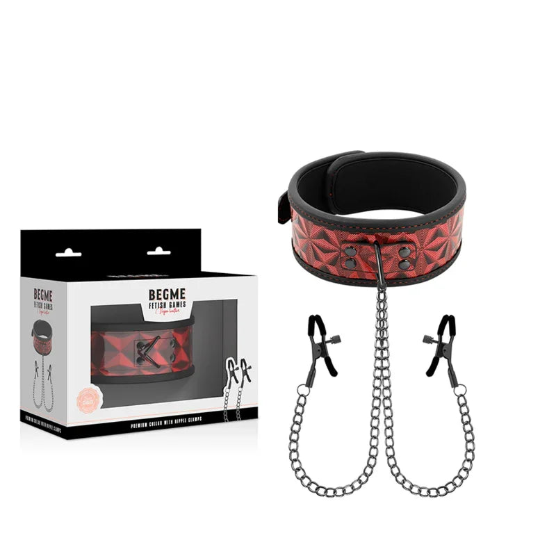 BEGME - RED EDITION COLLAR CON CADENAS Y PINZAS PEZONES CON FORRO DE NEOPRENO - Nuvica