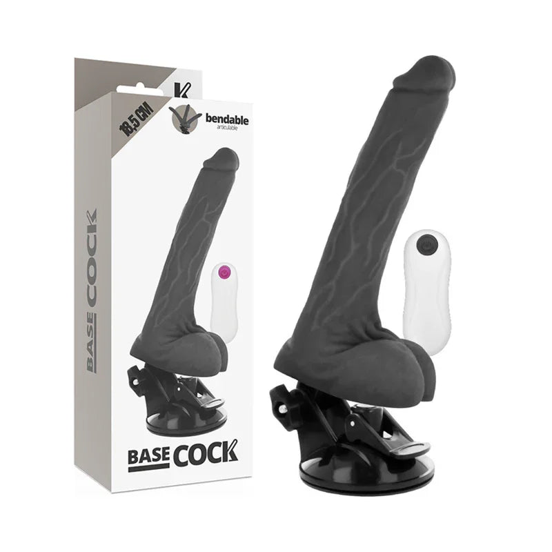 BASECOCK - VIBRADOR REALÍSTICO ARTICULABLE CONTROL REMOTO NATURAL 18.5 CM -O- 4 CM - Nuvica