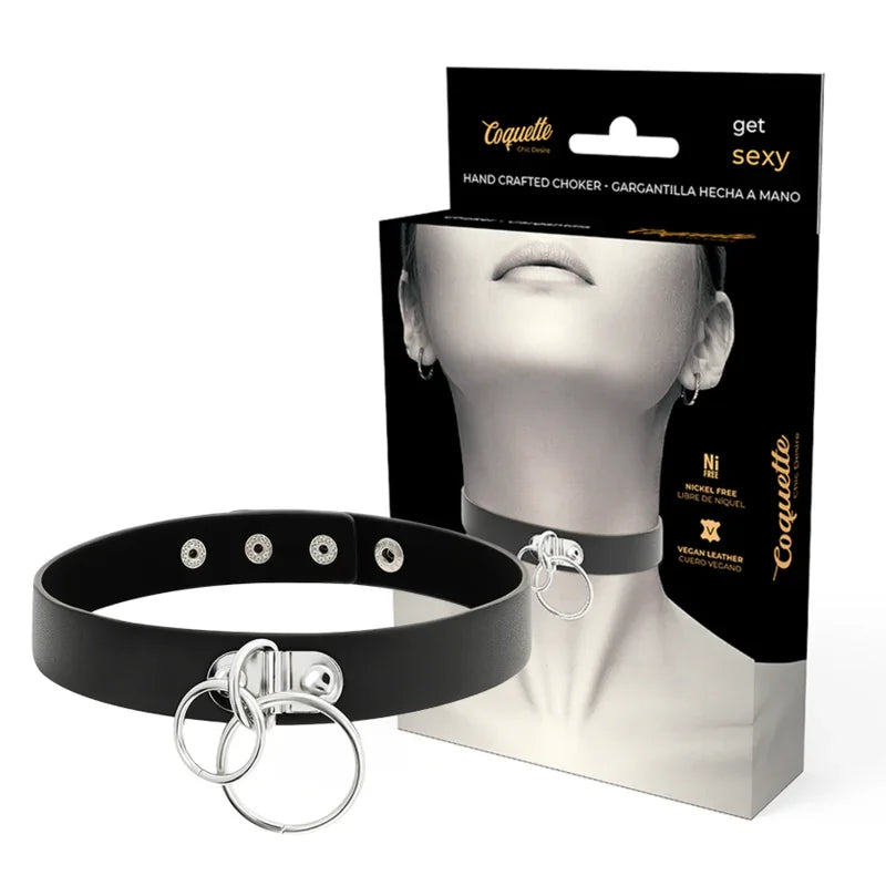 COQUETTE CHIC DESIRE - CHOKER CUERO VEGANO DOBLE ANILLA - Nuvica