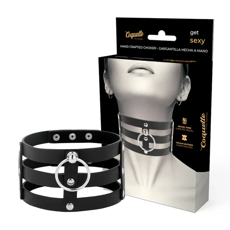 COQUETTE CHIC DESIRE - CHOKER CUERO VEGANO ESTILO FETISH - Nuvica