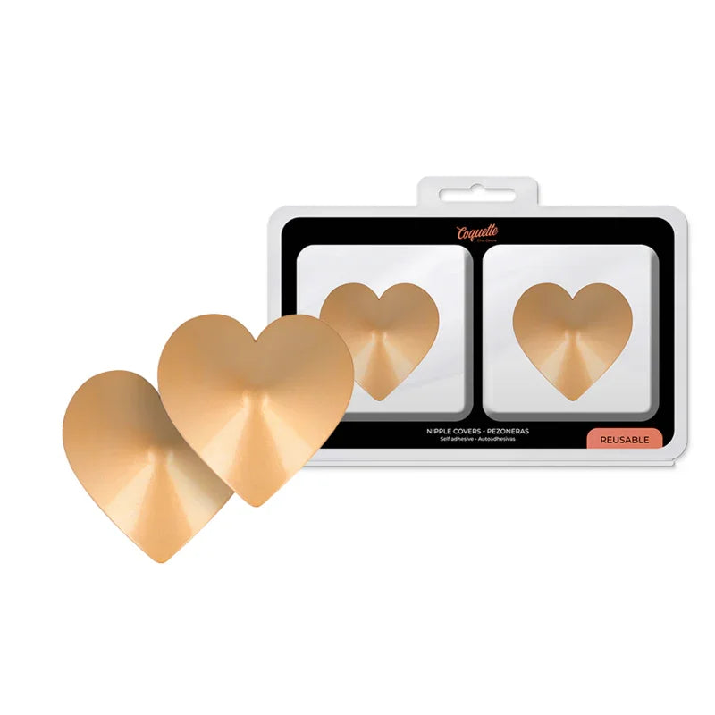 COQUETTE CHIC DESIRE - CUBRE PEZONES METAL CORAZONES DORADOS - Nuvica
