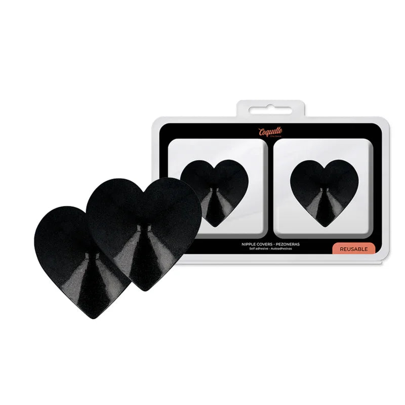 COQUETTE CHIC DESIRE - CUBRE PEZONES METAL CORAZONES NEGROS - Nuvica