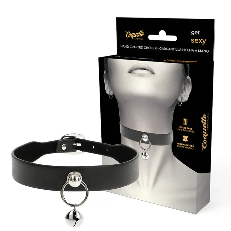 COQUETTE CHIC DESIRE - COLLAR CUERO VEGANO ACCESORIO WOMAN CASCABEL/ARO - Nuvica
