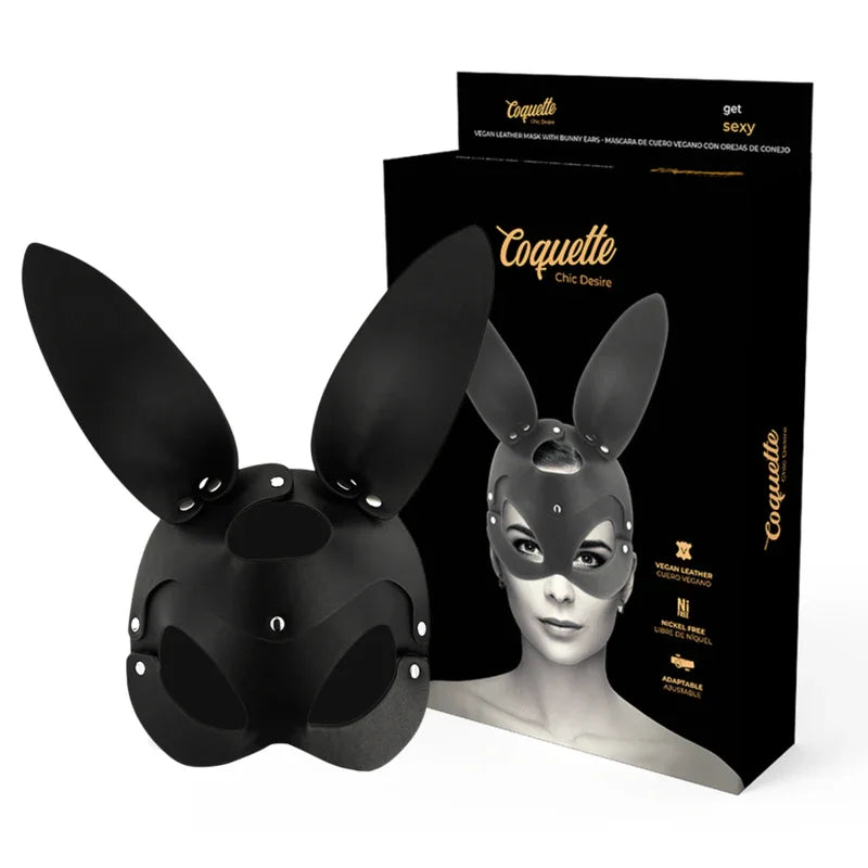 COQUETTE CHIC DESIRE - MASCARA CUERO VEGANO CON OREJAS DE CONEJO - Nuvica
