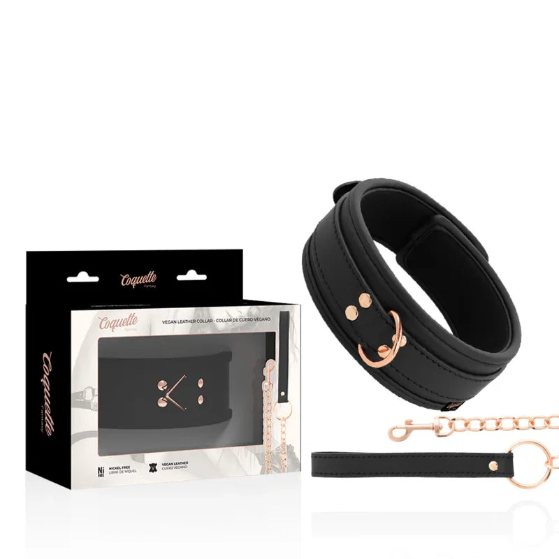 COQUETTE CHIC DESIRE - FANTASY COLLAR CUERO VEGANO CON CORREA Y FORRO DE NEOPRENO - Nuvica