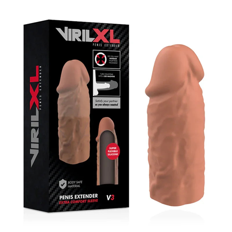 VIRILXL - EXTENSIÓN DE PENE LIQUID SILICONE V3 MARRÓN - Nuvica