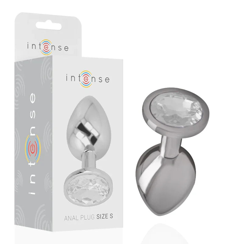 INTENSE - PLUG ANAL METAL ALUMINIO CON CRISTAL PLATA TALLA S - Nuvica