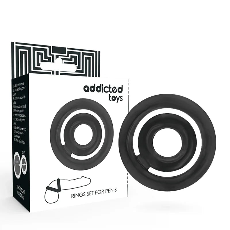 ADDICTED TOYS - POTENZ SET ANILLOS PENE NEGRO - Nuvica
