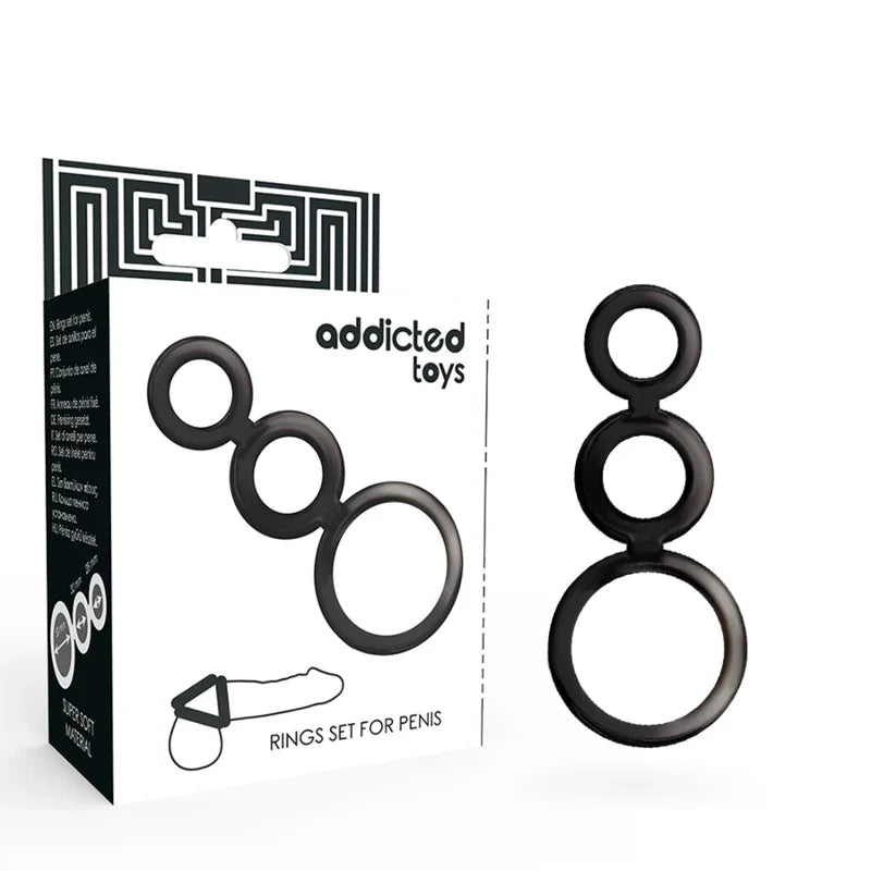 ADDICTED TOYS - SET ANILLOS PENE Y TESTÍCULOS - AHUMADO - Nuvica