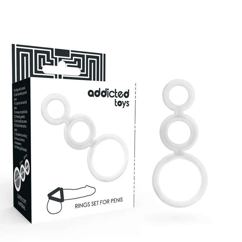 ADDICTED TOYS - SET ANILLOS PENE Y TESTÍCULOS CLEAR - Nuvica