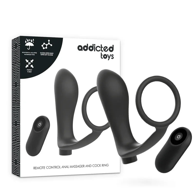 ADDICTED TOYS - ANILLA PENE CON PLUG ANAL CONTROL REMOTO NEGRO RECARGABLE - Nuvica