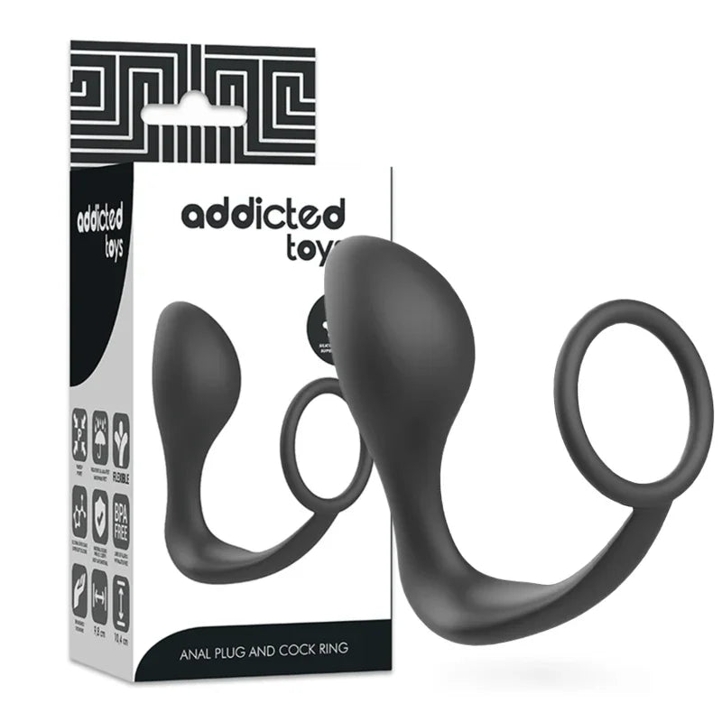 ADDICTED TOYS - PLUG ANAL CON ANILLO SILICONA NEGRO - Nuvica