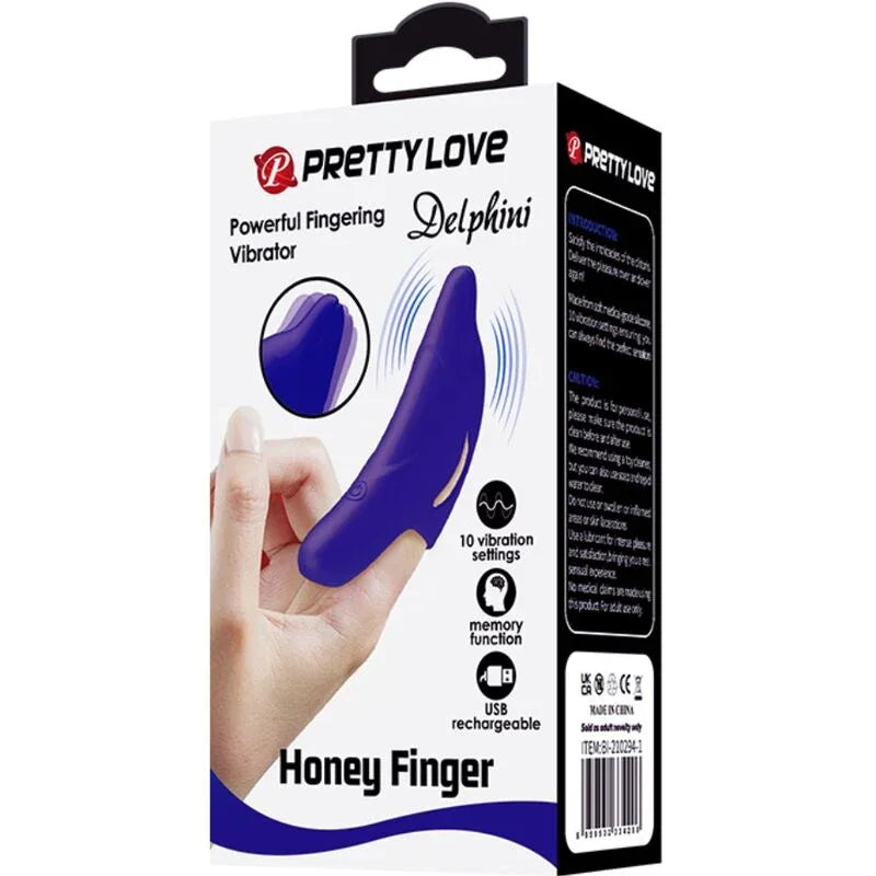 PRETTY LOVE - DELPHINI PODEROSO ESTIMULADOR DE DEDO AZUL OSCURO - Nuvica