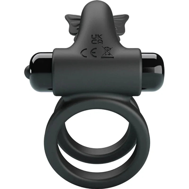 PRETTY LOVE - DOBLE ANILLO VIBRADOR CON ESTIMULADOR NEGRO - Nuvica