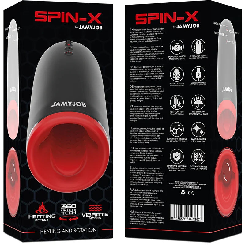 JAMYJOB - SPIN-X MASTURBADOR CON ROTACIÓN Y FUNCIÓN CALOR - Nuvica