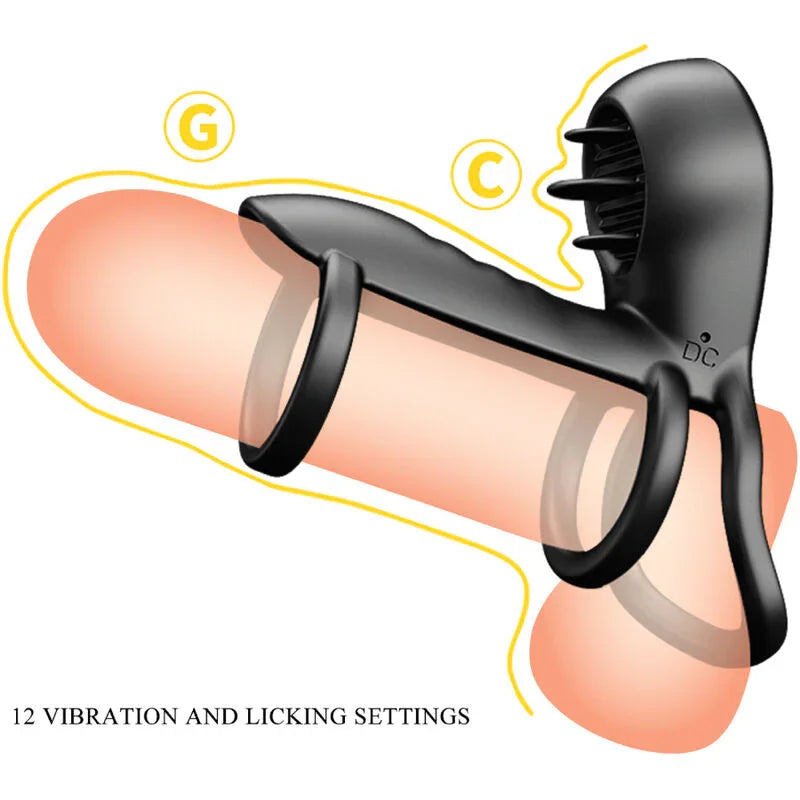 PRETTY LOVE - JAMMY FUNDA DE PENE 12 VIBRACIONES CON LENGUA RECARGABLE SILICONA - Nuvica