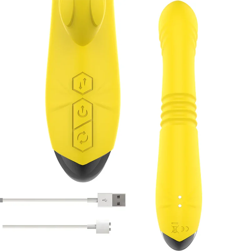 INTENSE - TOKY VIBRADOR MULTIFUNCIÓN RECARGABLE UP & DOWN CON ESTIMULADOR DE CLITORIS AMARILLO - Nuvica