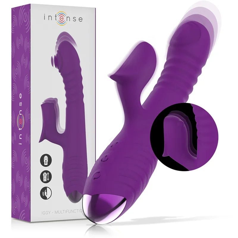 INTENSE - IGGY VIBRADOR MULTIFUNCIÓN RECARGABLE UP & DOWN CON ESTIMULADOR DE CLITORIS MORADO - Nuvica