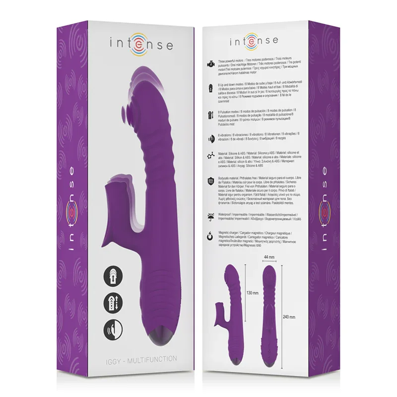 INTENSE - IGGY VIBRADOR MULTIFUNCIÓN RECARGABLE UP & DOWN CON ESTIMULADOR DE CLITORIS MORADO - Nuvica