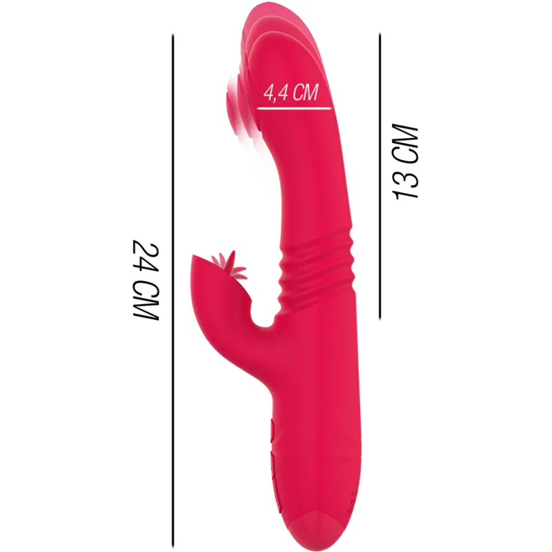 INTENSE - DUA VIBRADOR MULTIFUNCIÓN RECARGABLE UP & DOWN CON LENGUA ROJO - Nuvica
