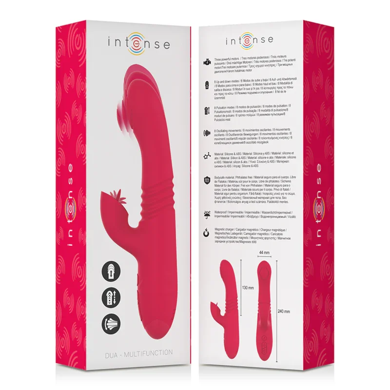INTENSE - DUA VIBRADOR MULTIFUNCIÓN RECARGABLE UP & DOWN CON LENGUA ROJO - Nuvica